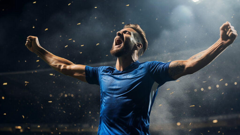 Hombre futbolista celebrando un gol