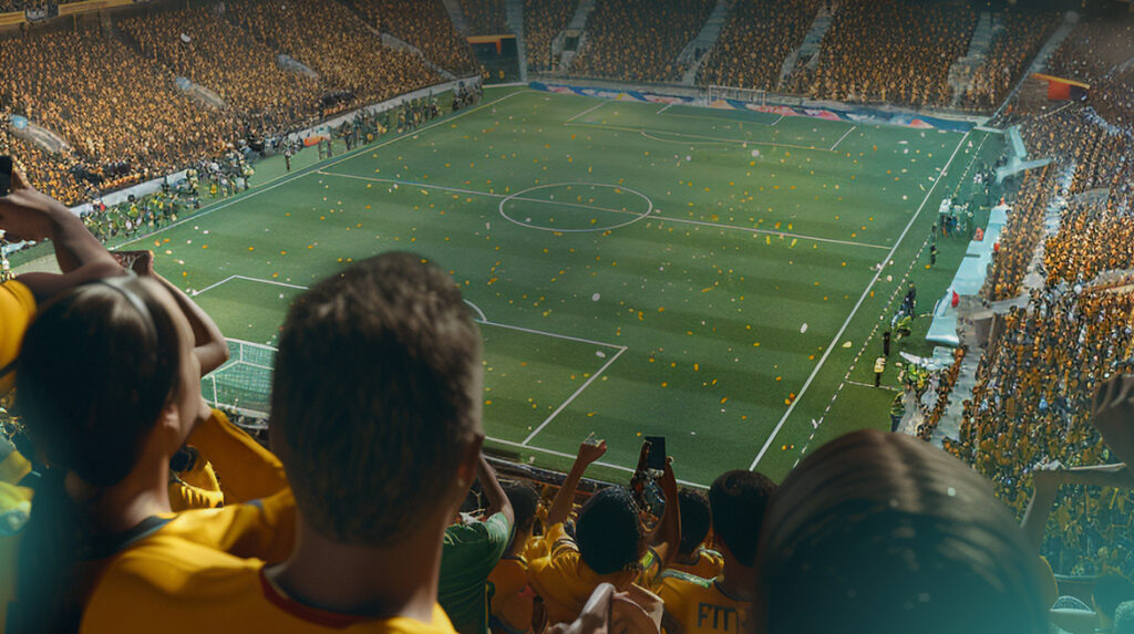 aficionados en un estadio de futbol soccer